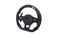 Volant VW Golf 7 Carbone Cuir LED GTD GTI R - vue de dessus - Becquet Voiture