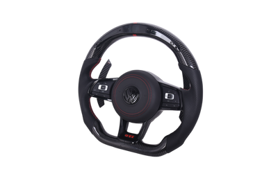 Volant VW Golf 7 Carbone Cuir LED GTD GTI R - vue de dessus - Becquet Voiture