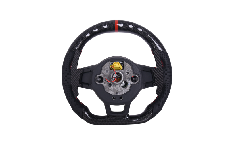 Volant VW Golf 7 Carbone Cuir LED GTD GTI R - vue de face 2 - Becquet Voiture