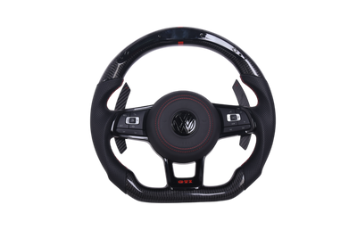 Volant VW Golf 7 Carbone Cuir LED GTD GTI R - vue de face - Becquet Voiture