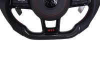 Volant VW Golf 7 Carbone Cuir LED GTD GTI R - vue de trois-quarts - Becquet Voiture