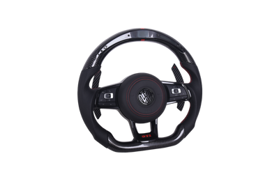 Volant VW Golf 7 Carbone Cuir LED GTD GTI R - vue rapprochée - Becquet Voiture