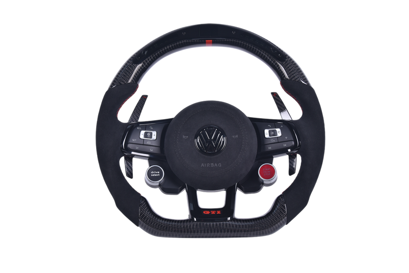 Volant VW Golf 7 GTI Cuir Alcantara Carbone - vue de face - Becquet Voiture