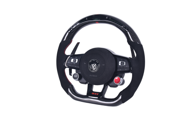 Volant VW Golf 7 GTI Cuir Alcantara Carbone - vue rapprochée - Becquet Voiture