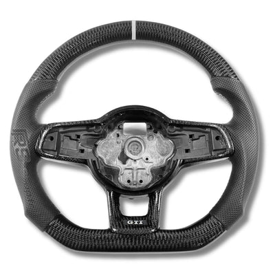 Volant VW Golf 7 GTI R Cuir Carbone Surpiqûres - vue de dessus - Becquet Voiture