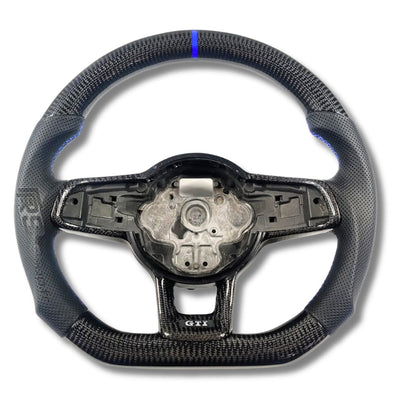 Volant VW Golf 7 GTI R Cuir Carbone Surpiqûres - vue de face 2 - Becquet Voiture