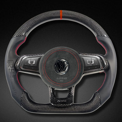 Volant VW Golf 7 GTI R Cuir Carbone Surpiqûres - vue de face - Becquet Voiture