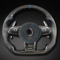Volant VW Golf 7 GTI R Cuir Carbone Surpiqûres - vue de trois-quarts - Becquet Voiture