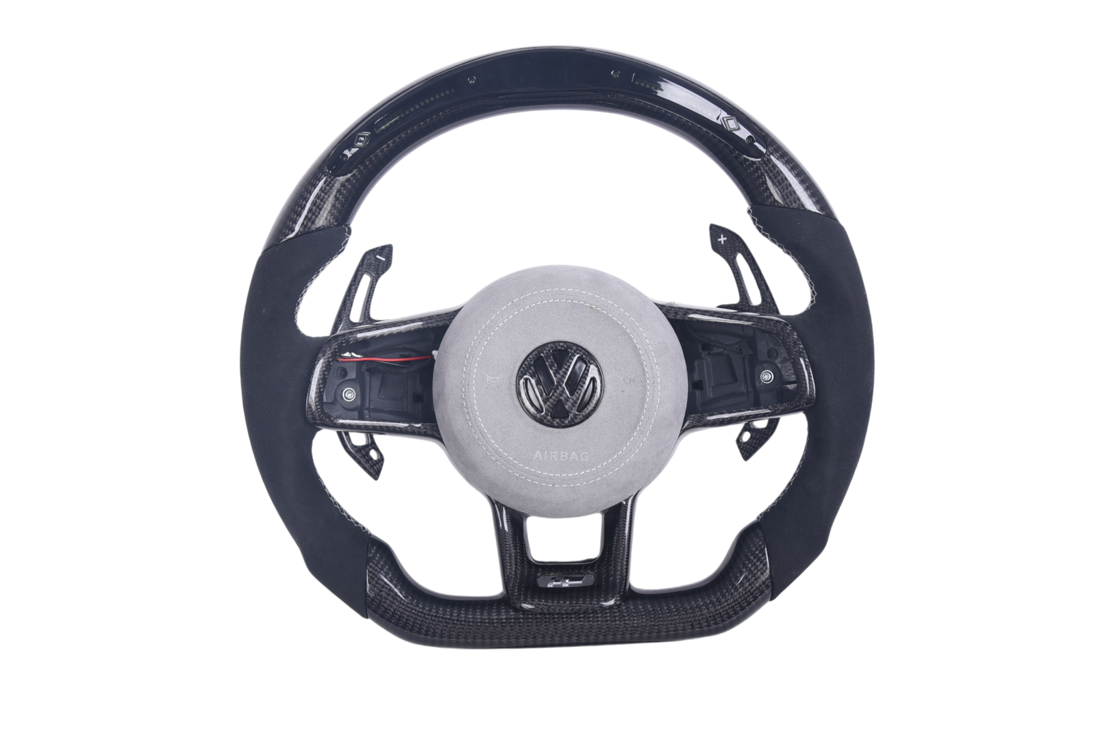 Volant VW Golf 7 R Carbone Alcantara LED V2 - vue de face - Becquet Voiture