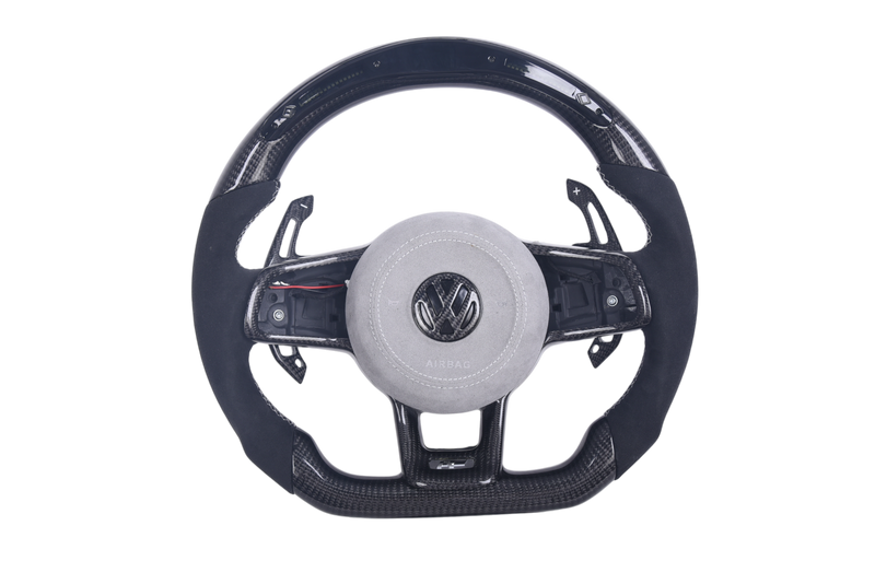 Volant VW Golf 7 R Carbone Alcantara LED V2 - vue de face - Becquet Voiture