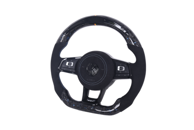 Volant VW Golf 7 R GTI Carbone Forgé Alcantara LED - vue de dessus - Becquet Voiture
