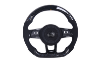 Volant VW Golf 7 R GTI Carbone Forgé Alcantara LED - vue de face - Becquet Voiture