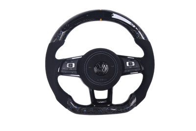 Volant VW Golf 7 R GTI Carbone Forgé Alcantara LED - vue de face - Becquet Voiture
