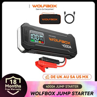 WOLFBOX JS24 Démarreur de Batterie Voiture 4000A 24000mAh - vue de face - Becquet Voiture